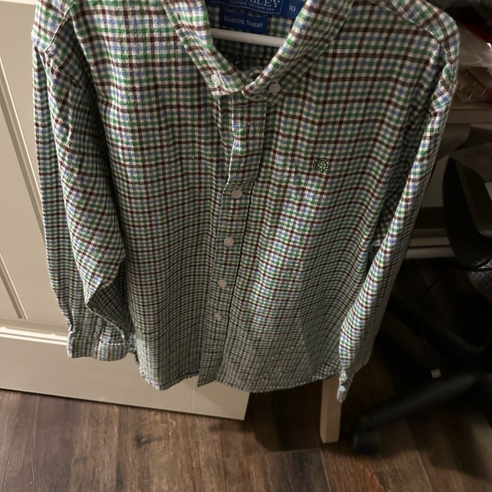 Green and Blue Checkered Button Down Shirt